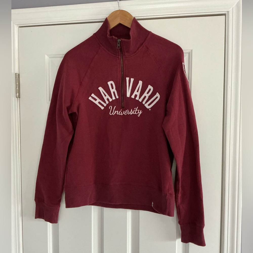 47 Brand Harvard University  Quarter Zip Long Sleeve Fleece Sweatshirt L